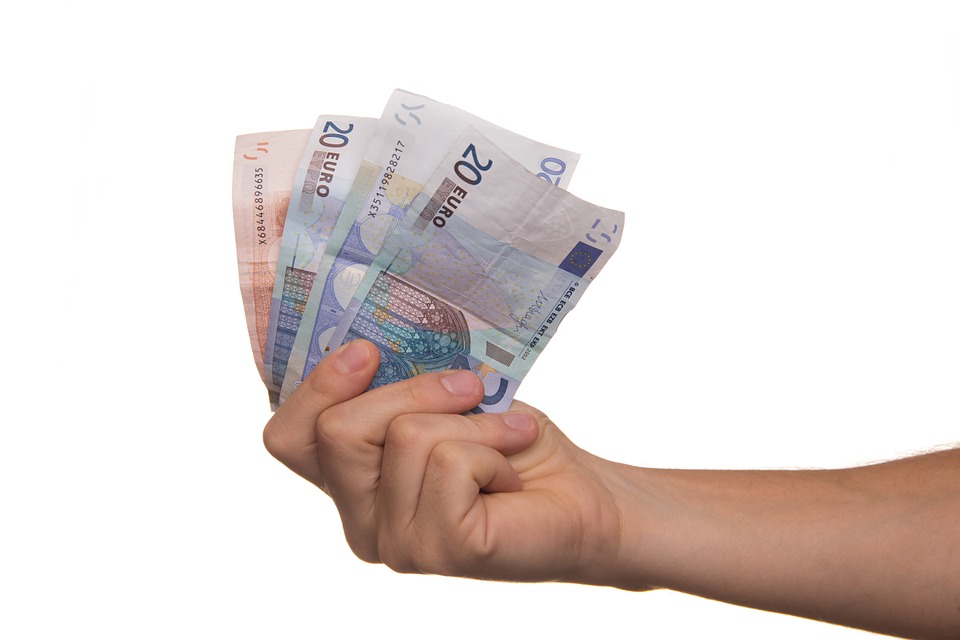 hand holding euro notes